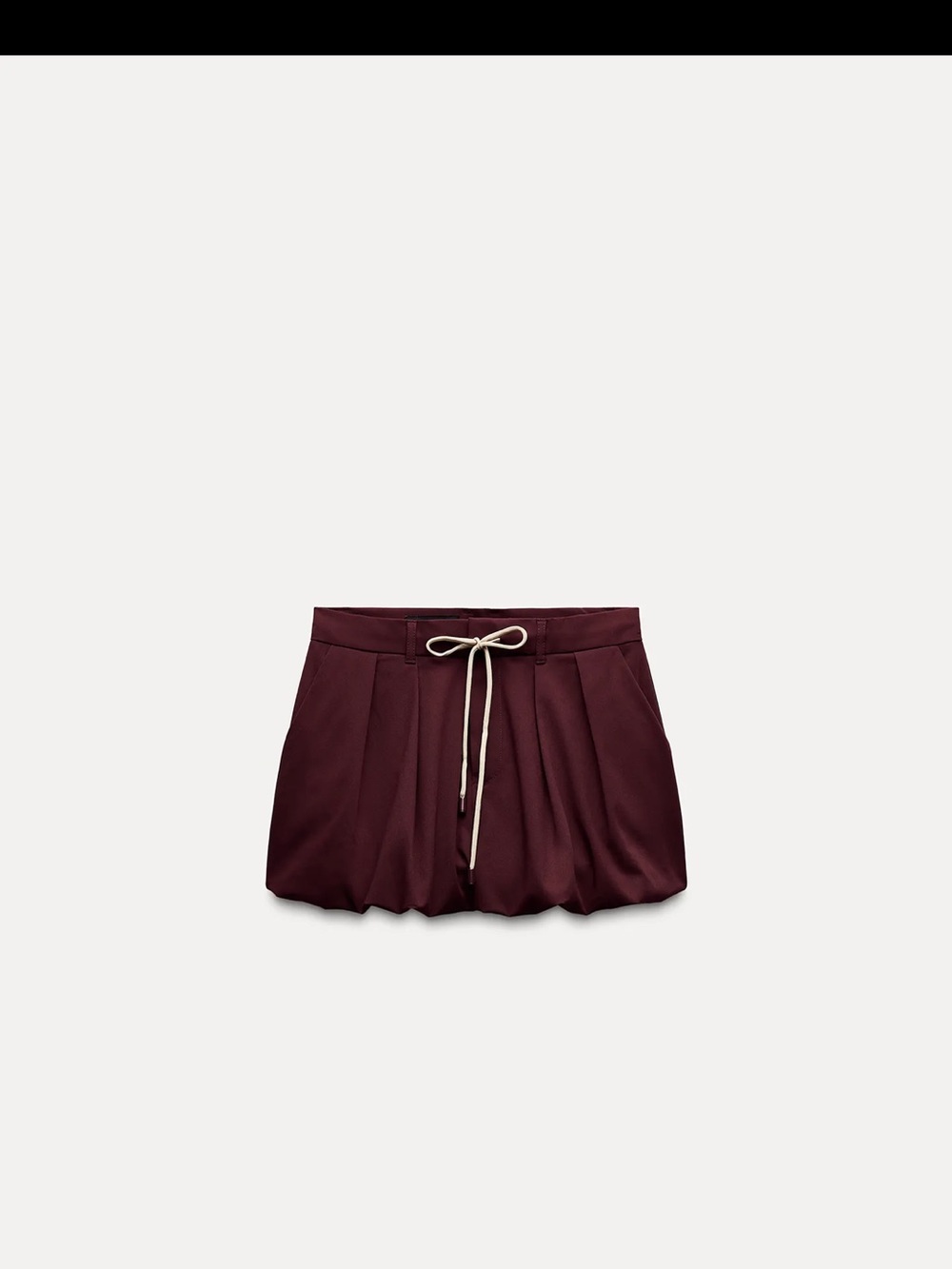 Zara Burgundy Mini Skirt with Drawstring